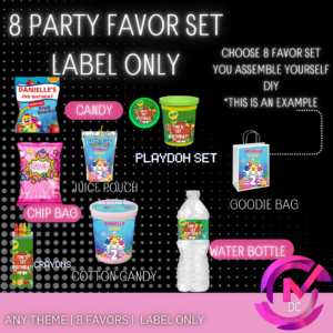 Build Your 8 Favor Package | LABELS ONLY UNFILLED | Large Party Favor Package (Any Theme)